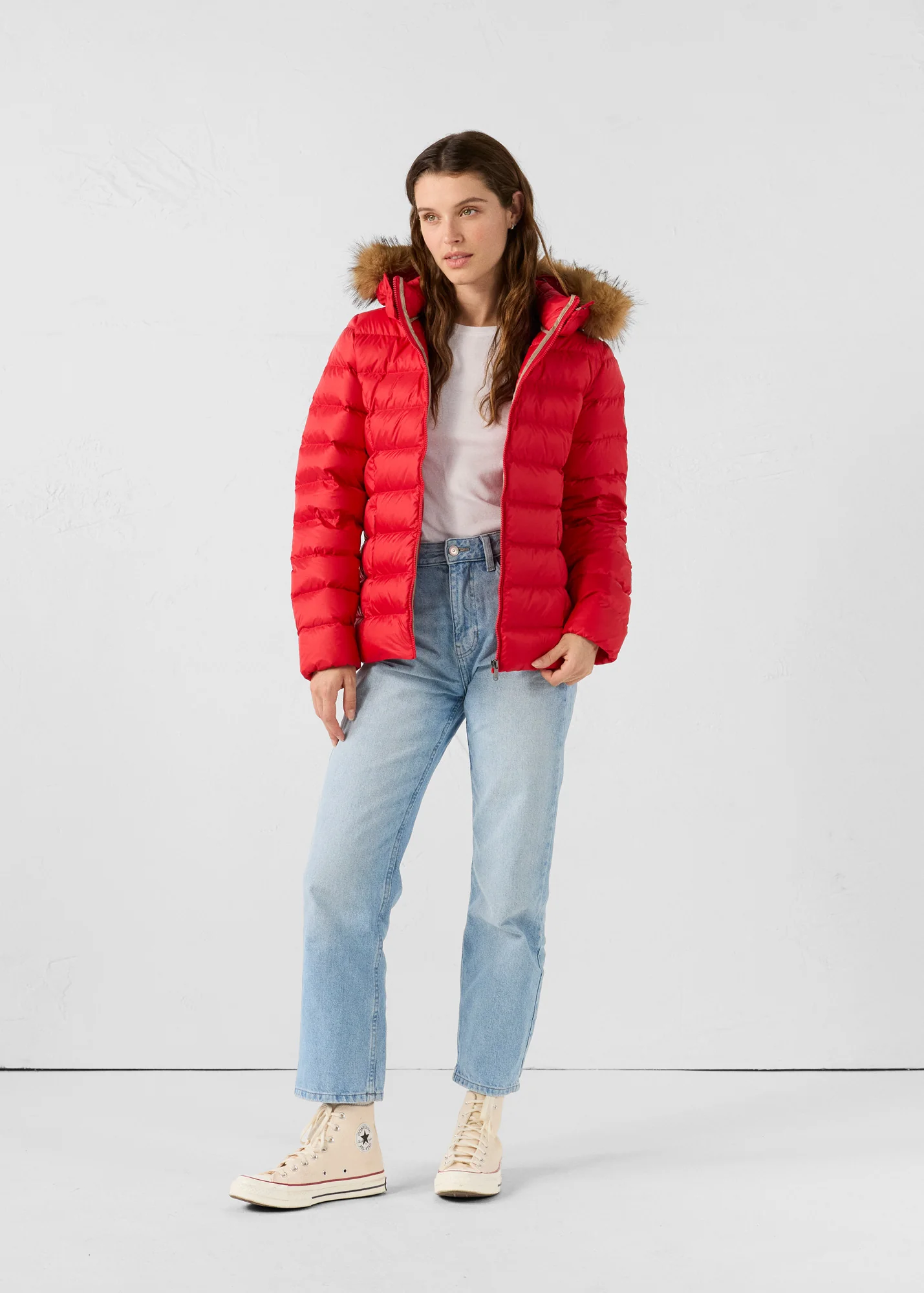 Doudoune à capuche Grand Froid Rouge carmin Luxe - Image 3