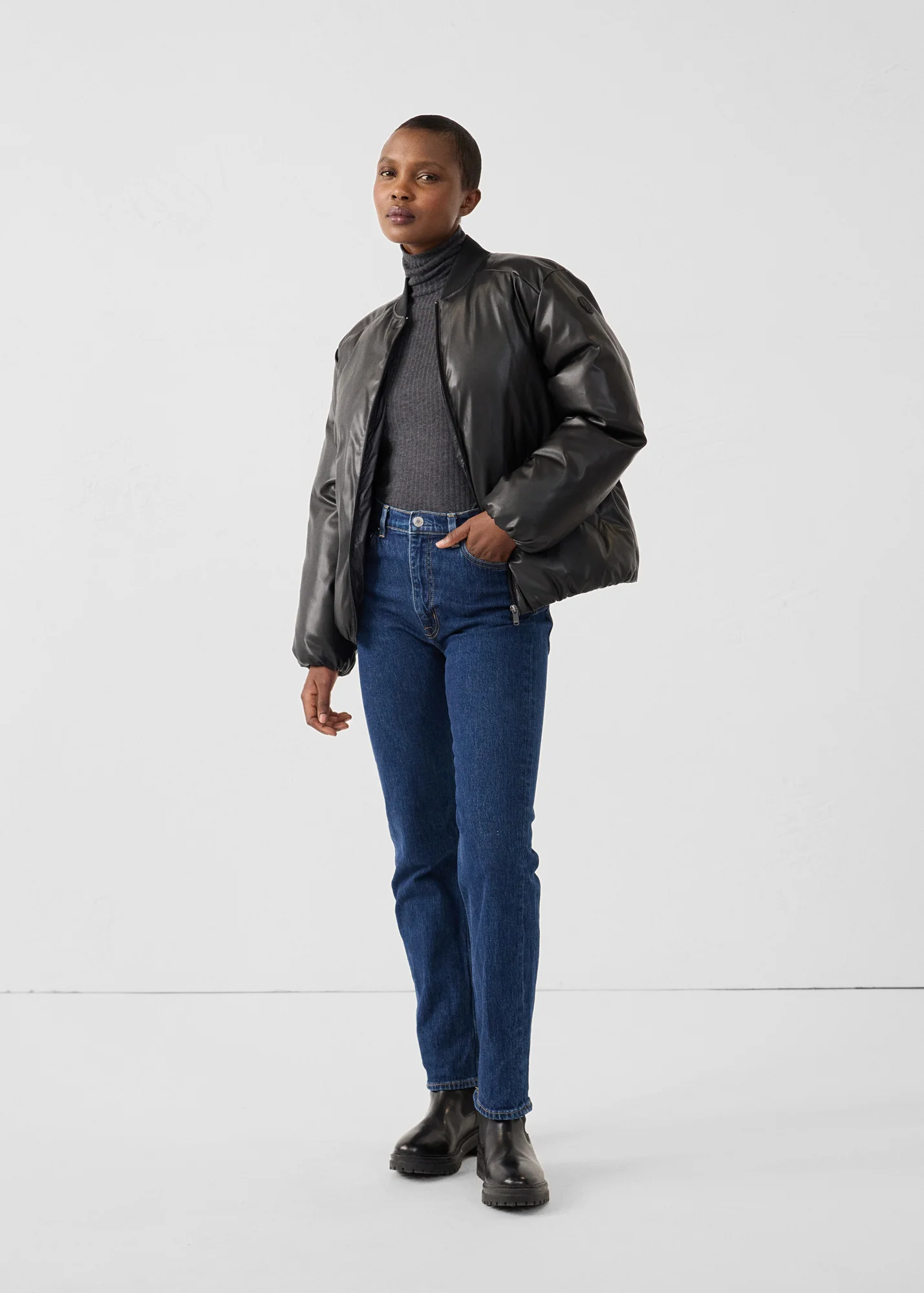 Doudoune courte esprit bomber Noir Celeste - Image 3