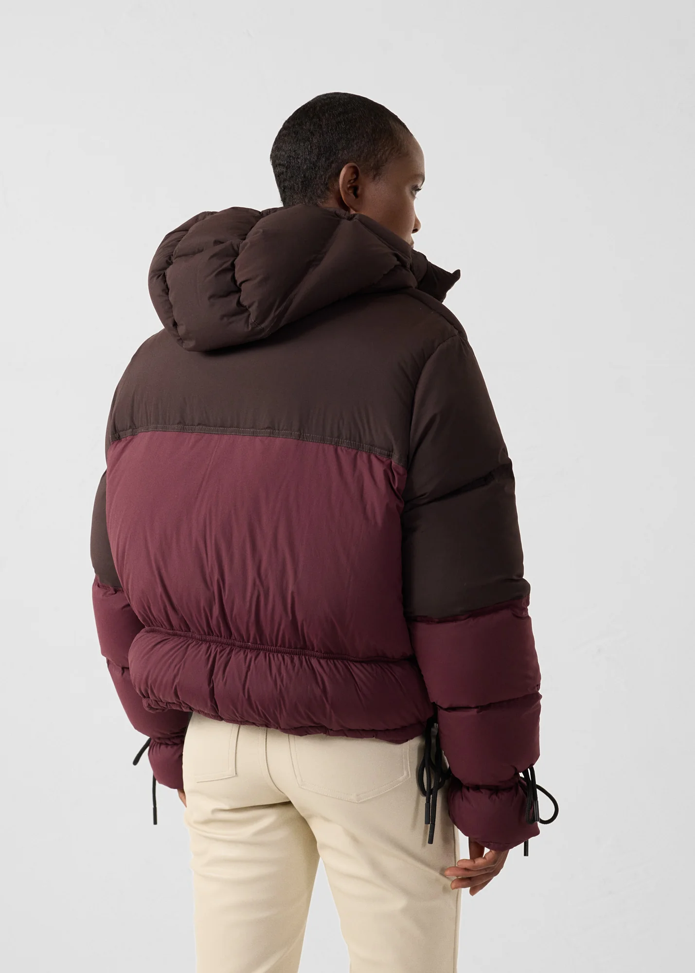 Doudoune Grand Froid esprit puffer Cerise noir/Café noir Nami Colorblock - Image 4