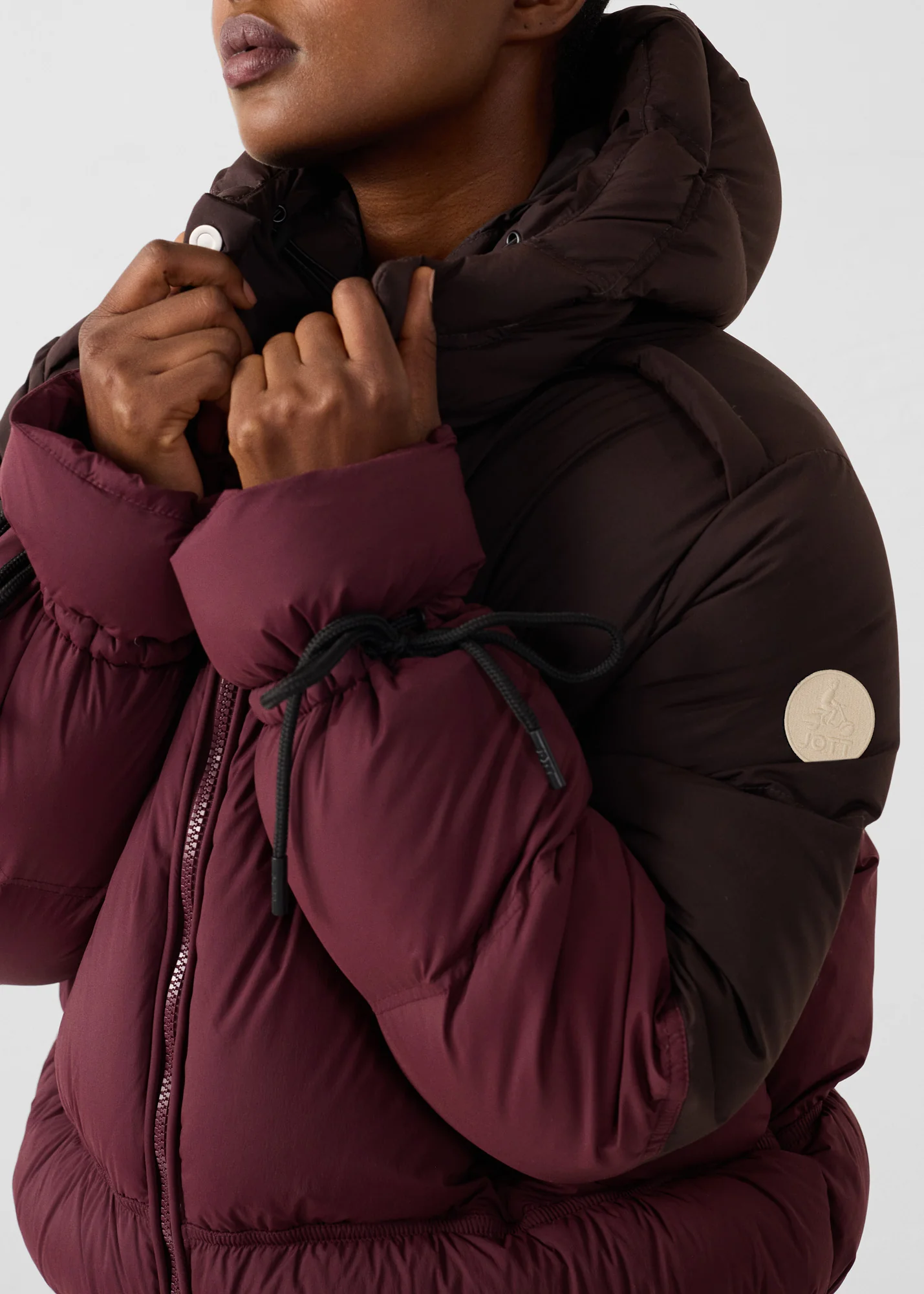 Doudoune Grand Froid esprit puffer Cerise noir/Café noir Nami Colorblock - Image 6