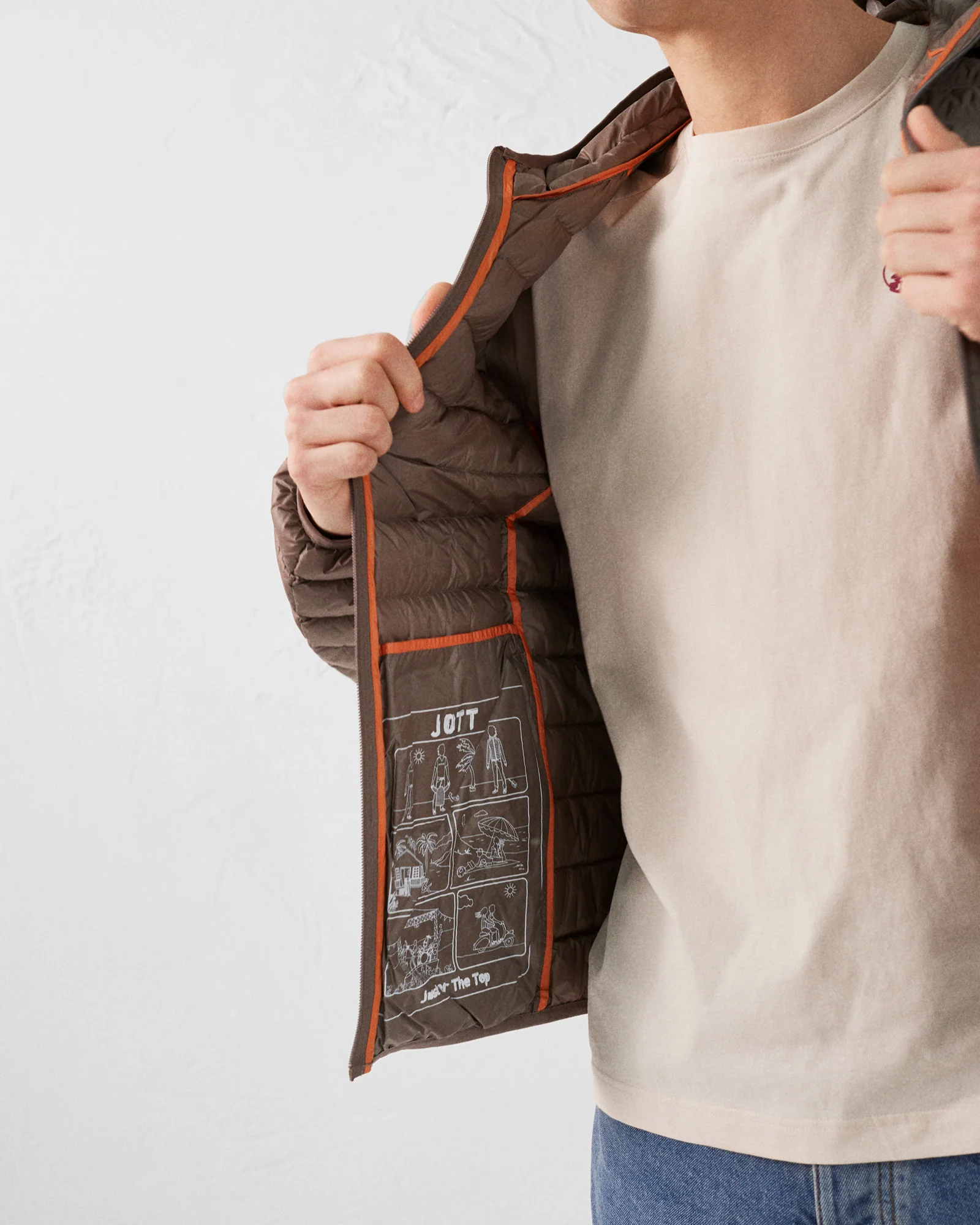 Doudoune légère à capuche Taupe Nico - Image 4