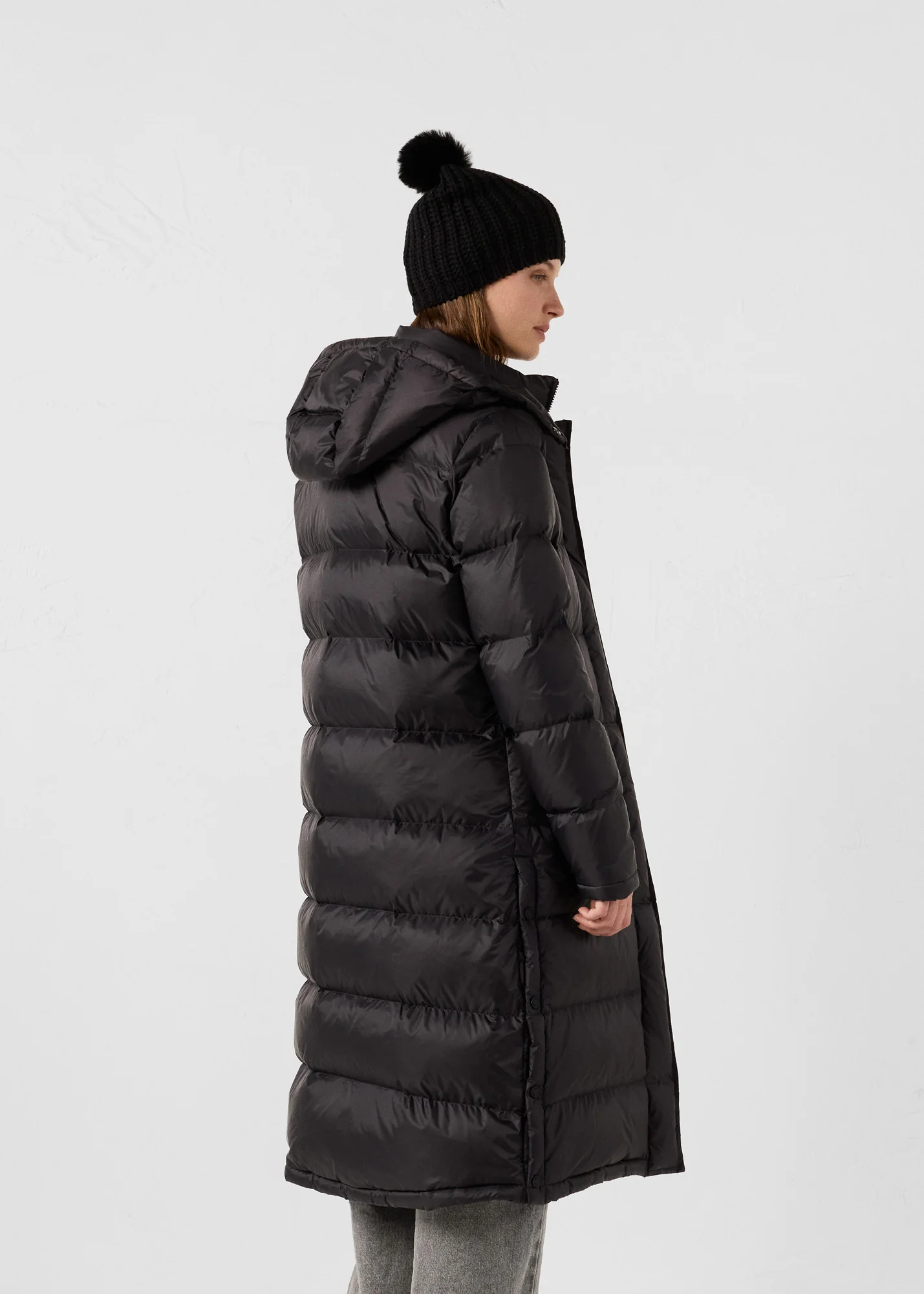 Doudoune longue à capuche Grand Froid Noir Karachi - Image 4